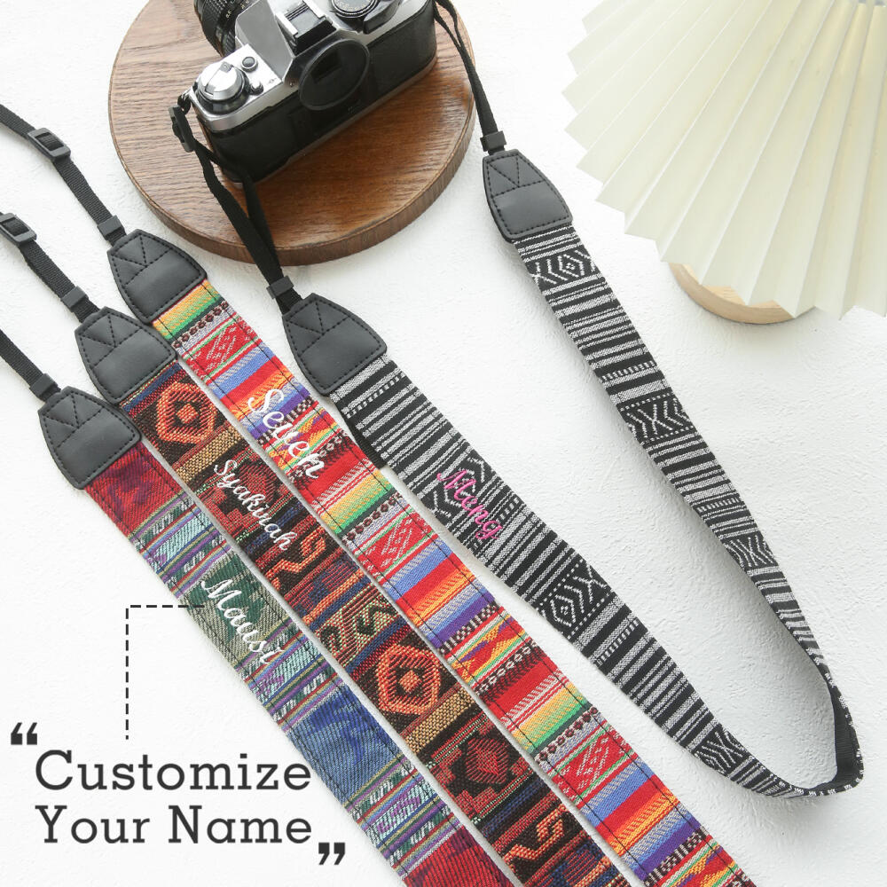 Travel Accessories Hong Kong - Custom Name Ethnic Woven Camera Strap