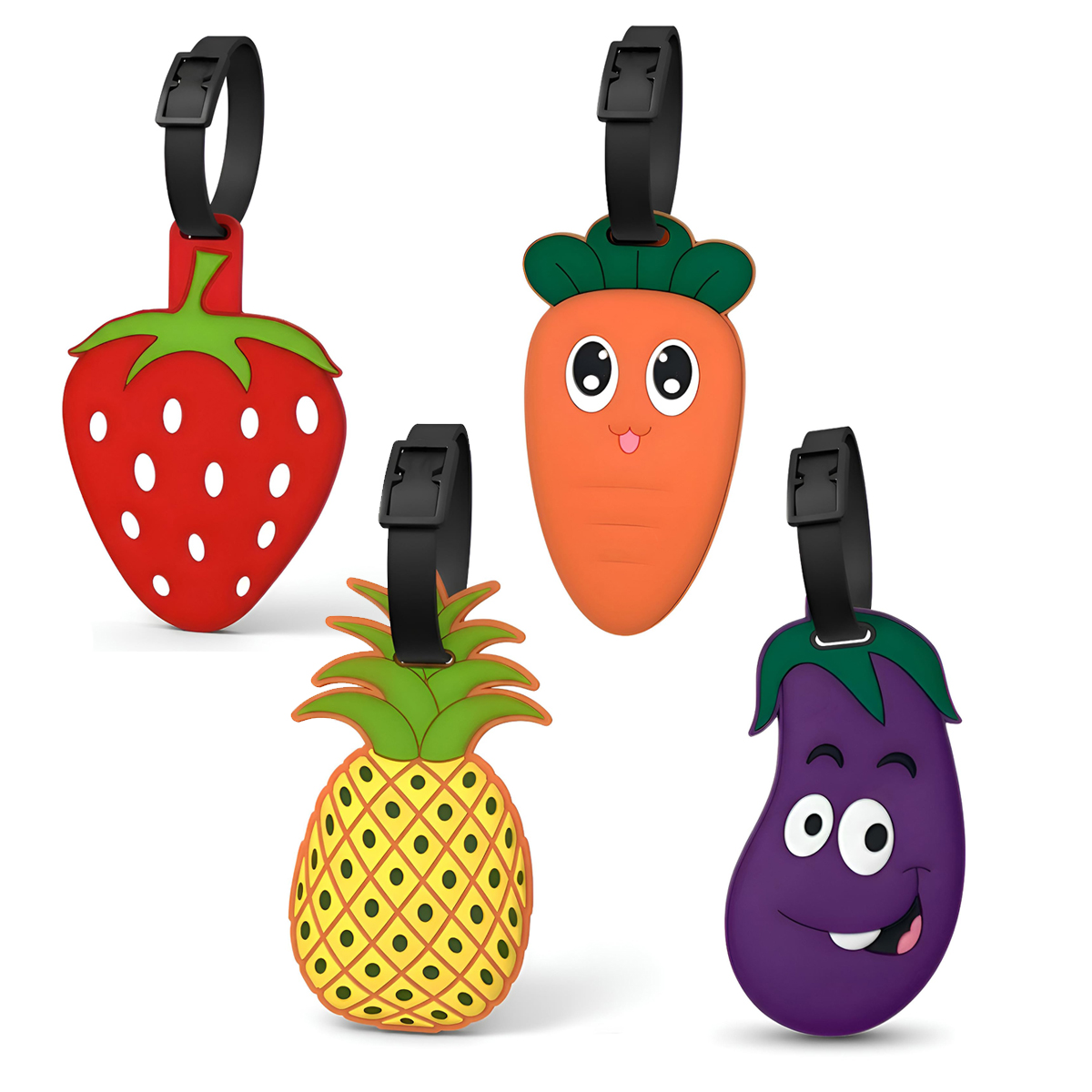 Travel Accessories For Kids - Strawberry eggplant carrot pineapple Luggage Tag