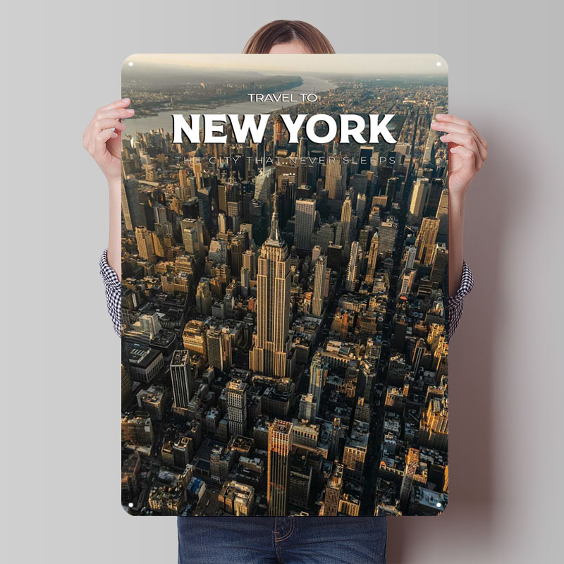 Travel Accessories New York - New York Travel Print Metal Signs