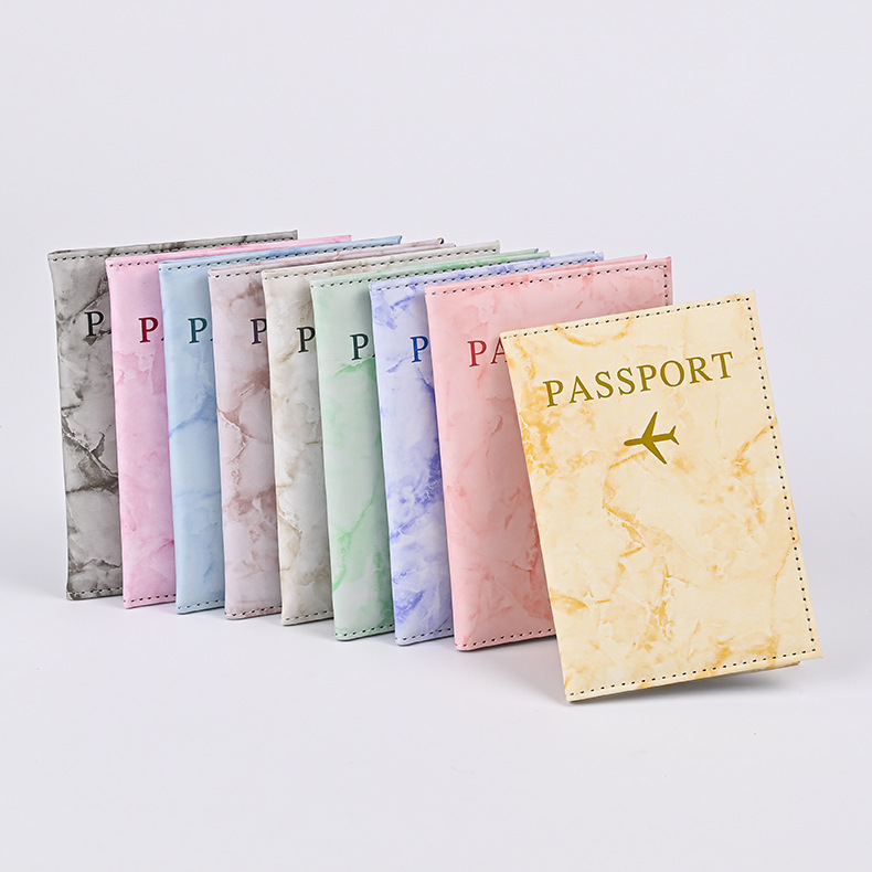 Travel Accessories For Kids - Macaron Color Marble Pattern Passport Covers