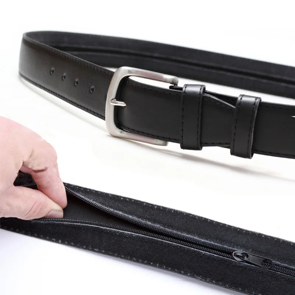 Money Belt Hidden - Security Zipper Hiding Cash Belts PU