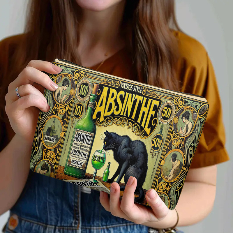 Travel Accessories Pouch - 1 Piece, Black Cat and Absinthe
