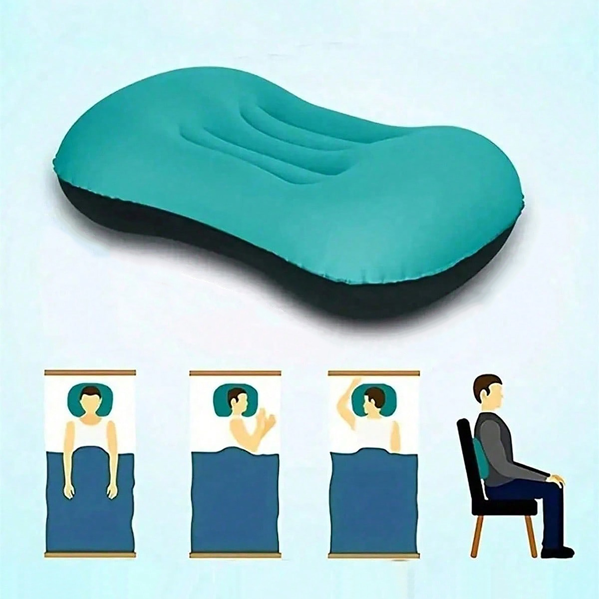 1pc Foldable Press-to-Inflate  - Travel Pillow Inflatable avaliação e preço