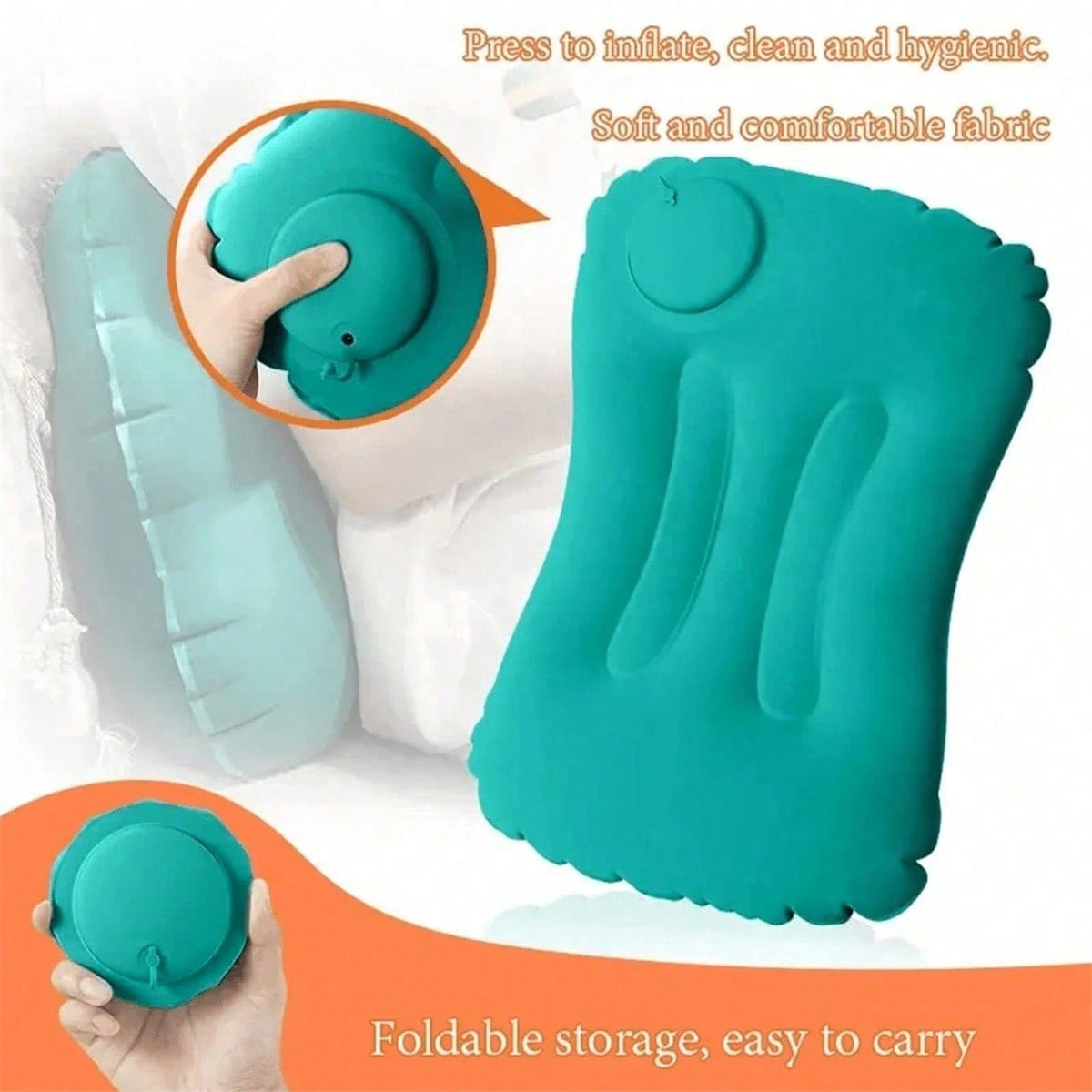 1pc Foldable Press-to-Inflate  - Travel Pillow Inflatable avaliação e preço
