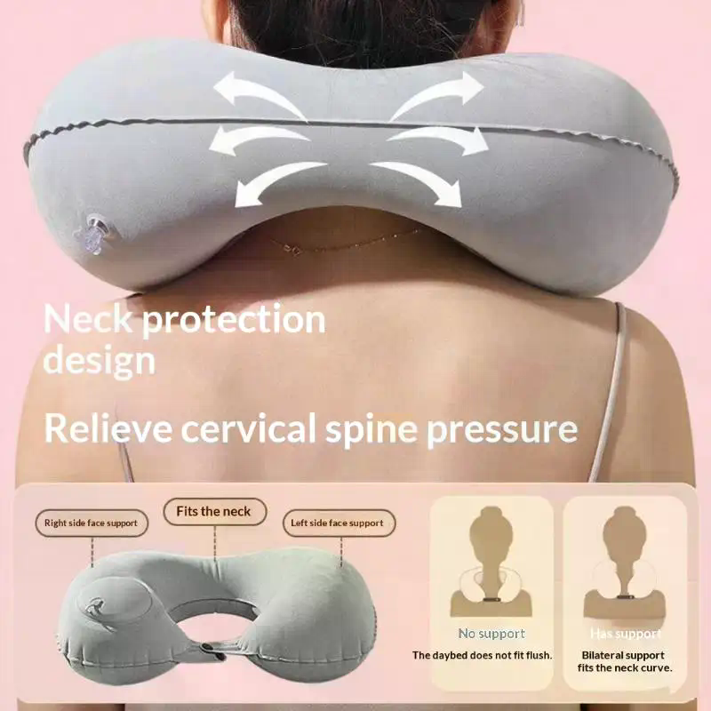 Flocking Inflatable Portable N - Travel Pillow Inflatable avaliação e preço