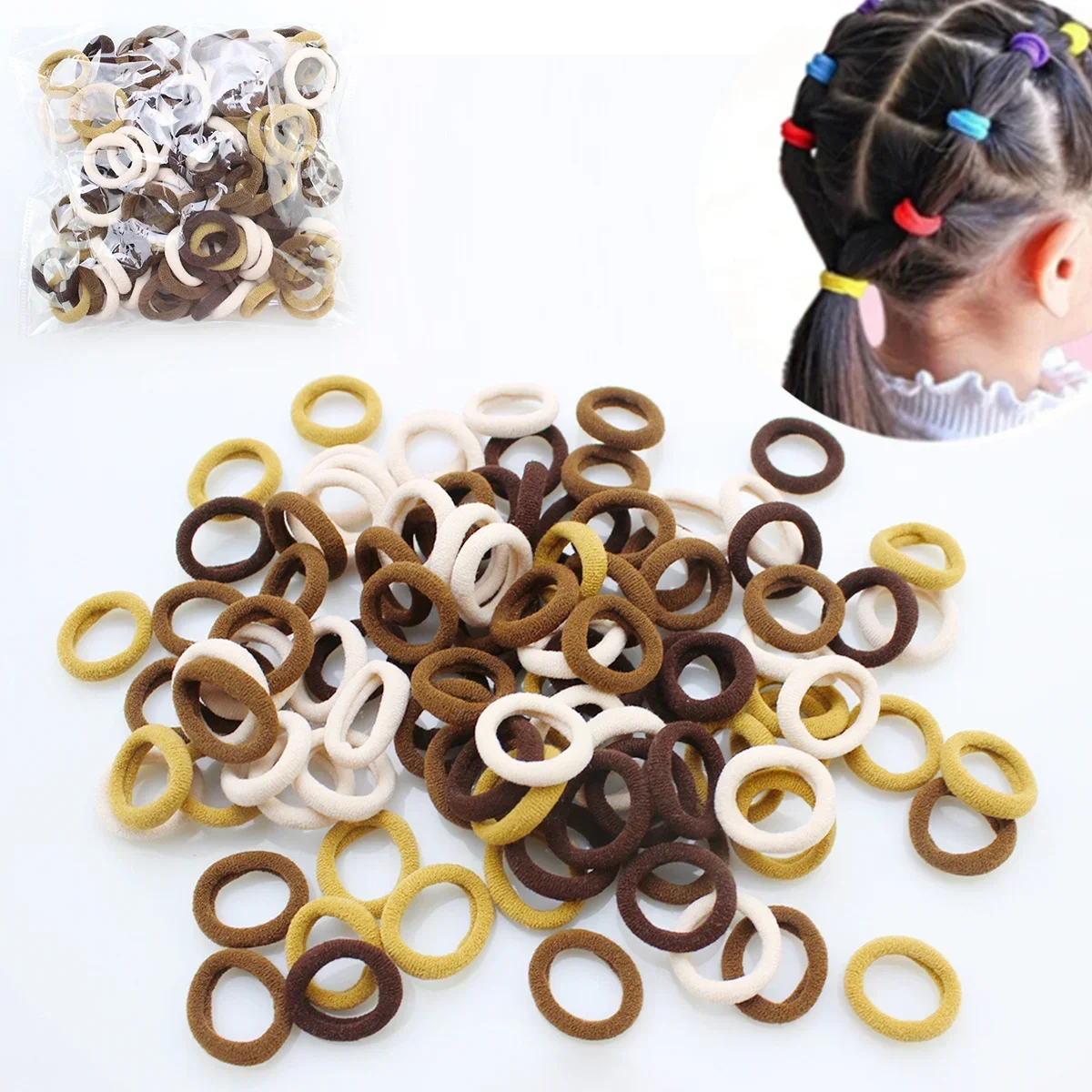 100/300pcs Girls Elastic Hair  - Travel Accessories For Kids avaliação e preço