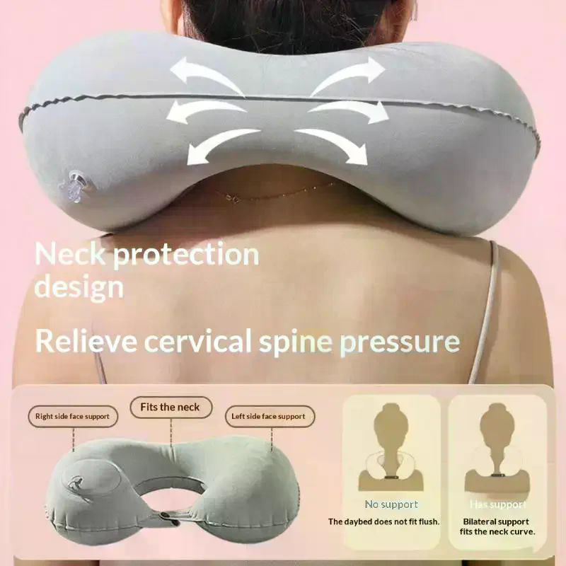 Flocking Inflatable Portable N - Travel Pillow Inflatable avaliação e preço
