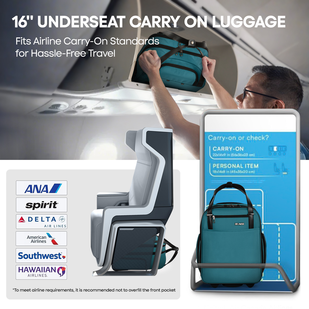 Underseat Carry-on Luggage wit - Travel Accessories New York avaliação e preço