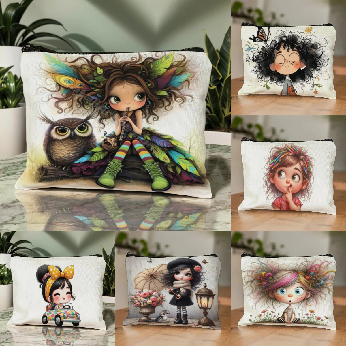 Cartoon Girl Makeup Bag Zipper - Travel Accessories Pouch avaliação e preço