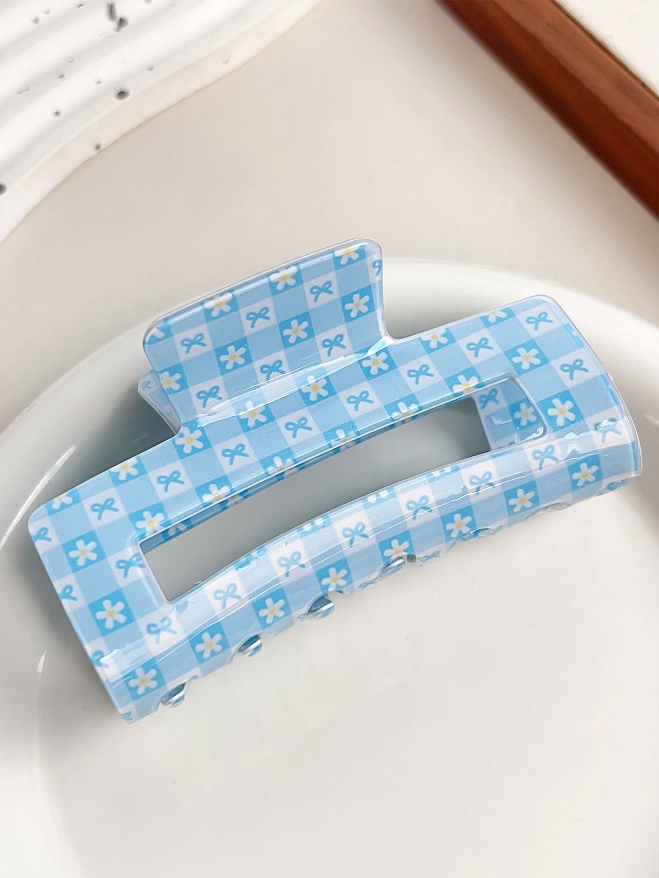 Light Blue Polka Dot Hair Clip - Travel Accessories For Women Gift Ideas avaliação e preço