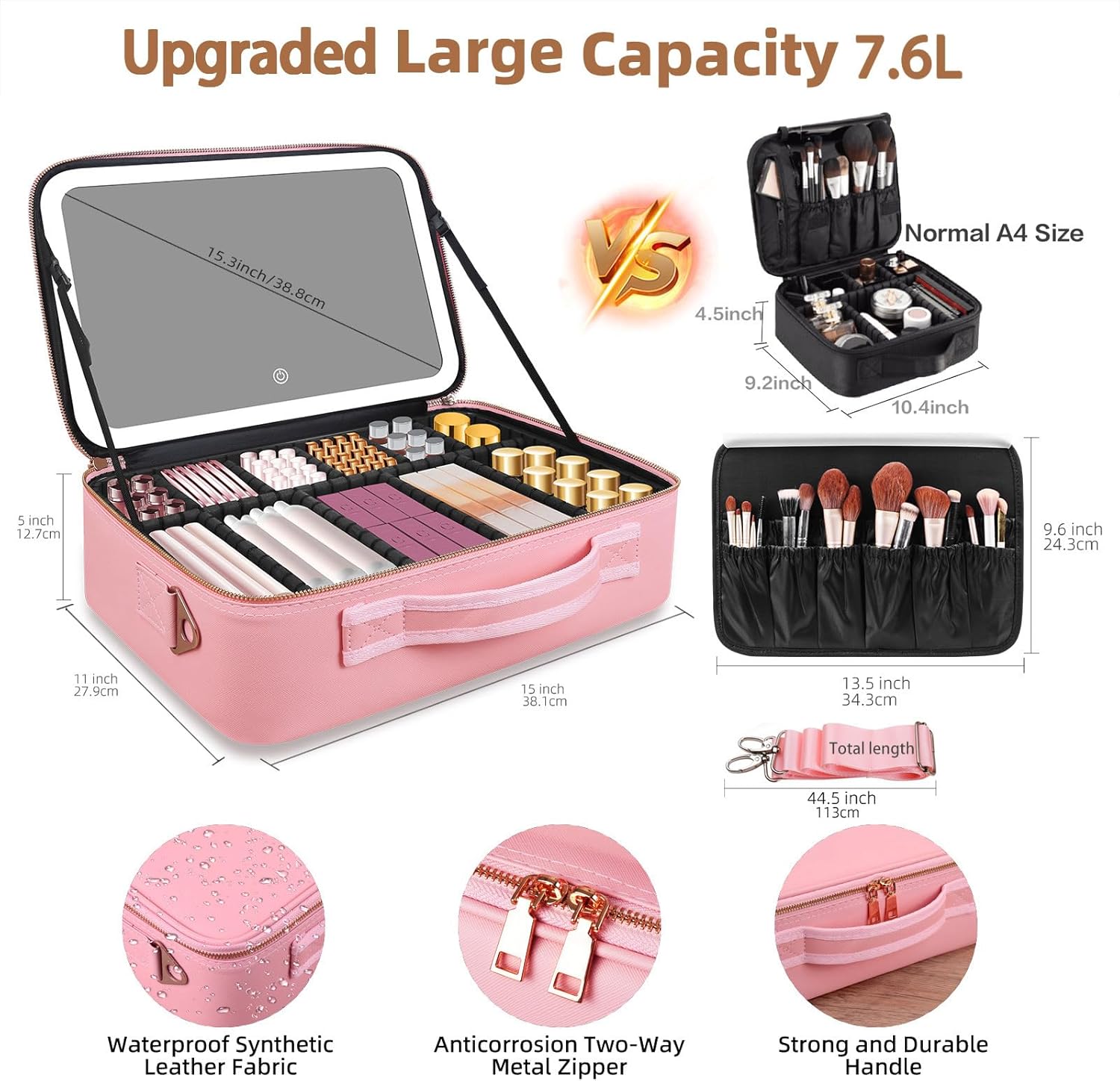 Large Capacity Makeup Bag 15'' - Travel Accessories Case avaliação e preço